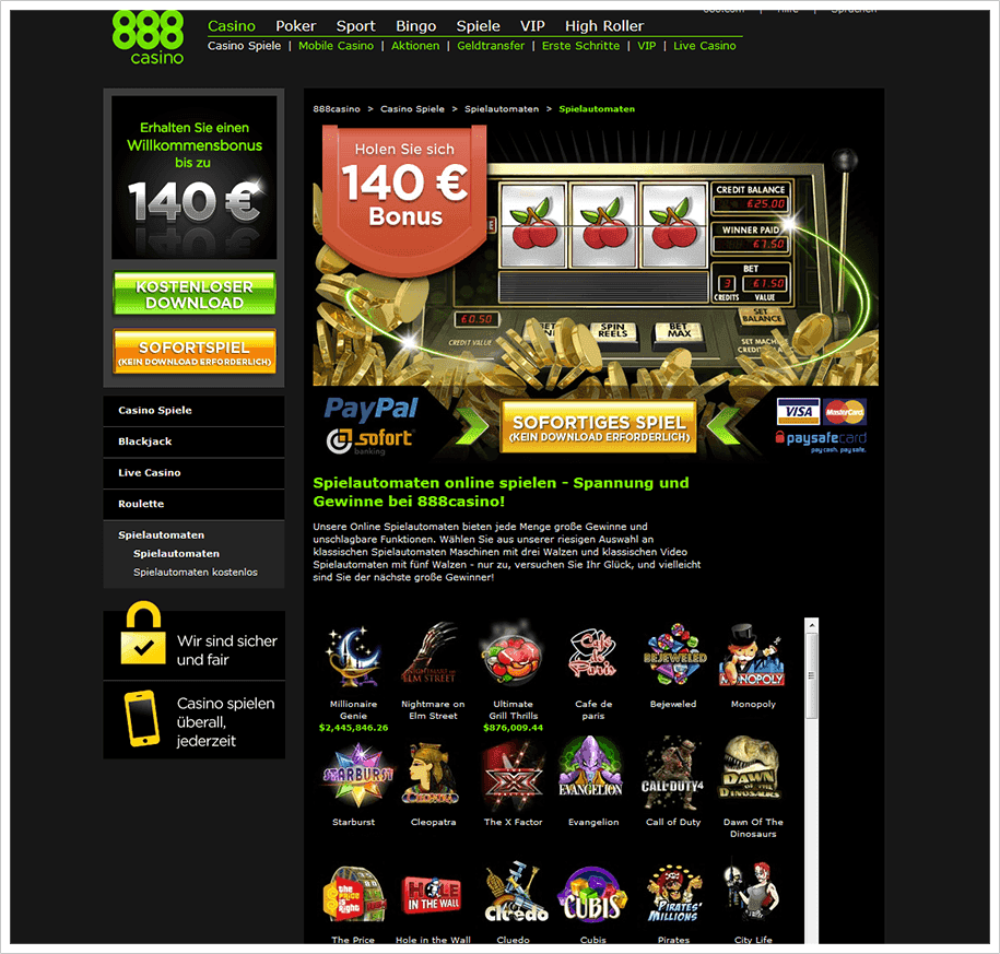 Alle 888 Casino Echtgeld Spiele können direkt im Browser gestartet werden