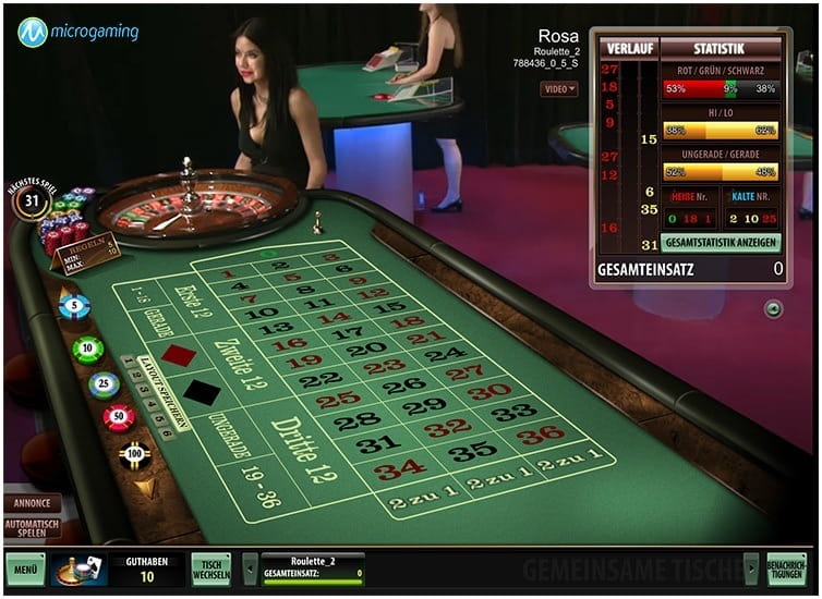 Das Live Croupier Roulette des Providers Microgaming