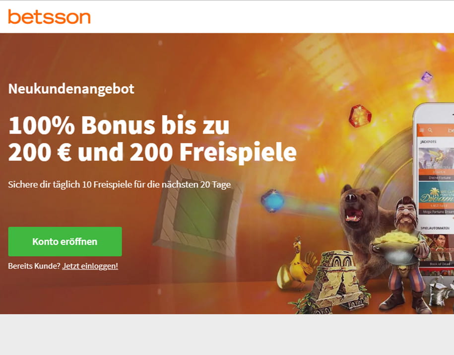 Der Neukunden Bonus im Betsson Online Casino.