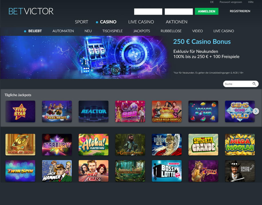 Bei BetVictor gibt es die neuesten und beliebtesten Casino Spiele.