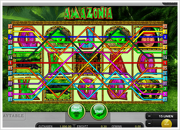 Der Slot Amazonia mit allen aktivierten gewinnlinien