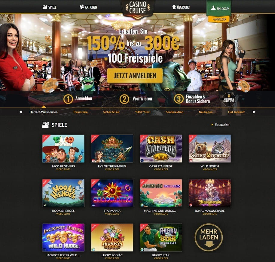 Die Casino Cruise Webseite mit Bonusangebot