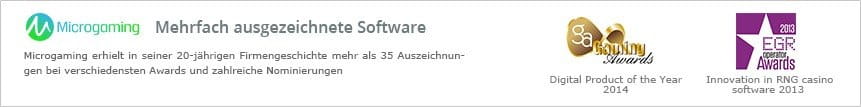 Eine Auswahl der wichtigsten Awards für die Microgaming Software