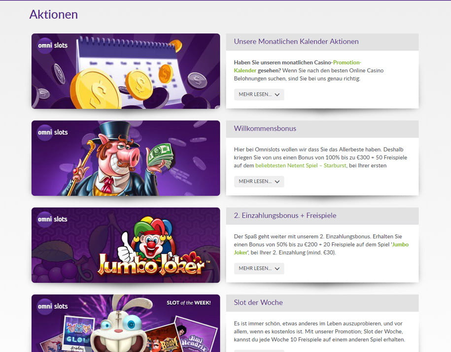 Das Omni Slots Casino bietet neben dem Willkommensbonus noch viele weitere Aktionen.