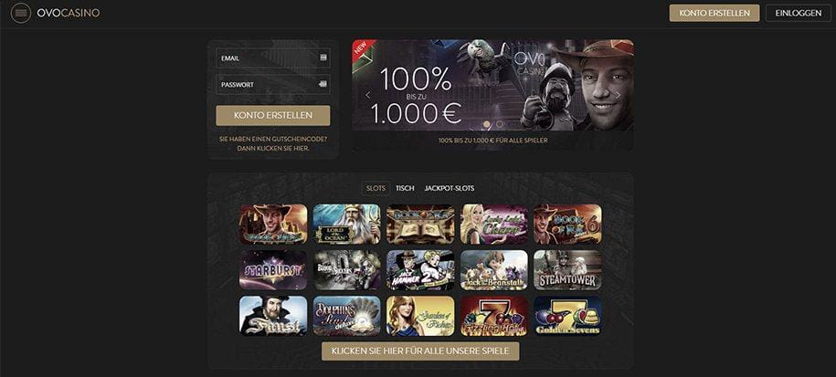 Auf der Homepage des OVO Online Casino öffnet sich der Vorhang zu tollen Spielen und dem Bonus