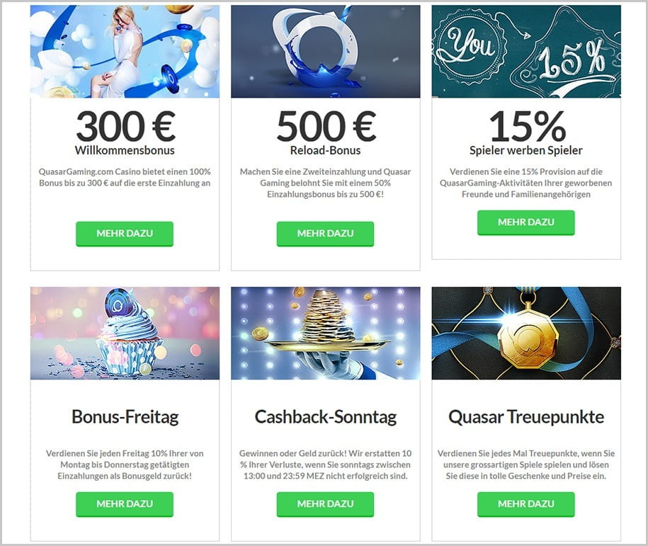 Zahlreiche Promotionen und Treueaktionen gibt es im Quasar Online Casino für treue Zocker